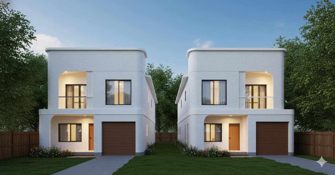 Completed duplex spec build at dusk