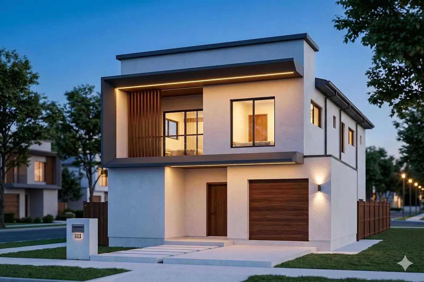 Completed Link Star custom home at sunset